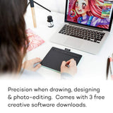 Wacom Intuos Graphics Drawing Tablet with 3 Bonus Software Included, 7.9"x 6.3", Black (CTL4100)