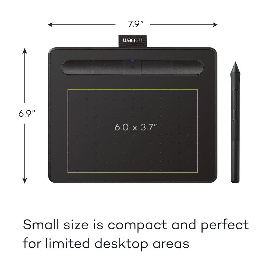 Wacom Intuos Wireless Graphics Drawing Tablet with 2 Bonus Software included, 7.9" x 6.3", Black (CTL4100WLK0)