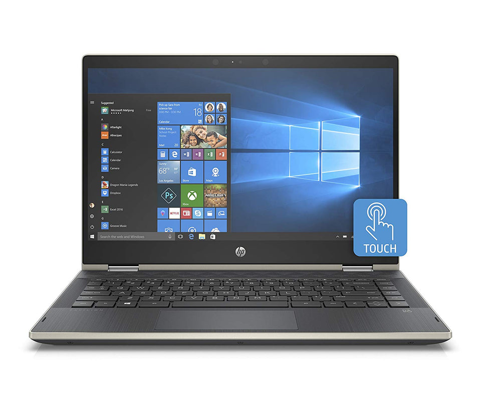 HP 14-cd0001la Laptop 14" HD Táctil, Intel Pentium Gold 2.3GHz, 4GB RAM, 500GB HDD, Gráficos Intel HD 610, carcasa dorada y base negra, Windows 10