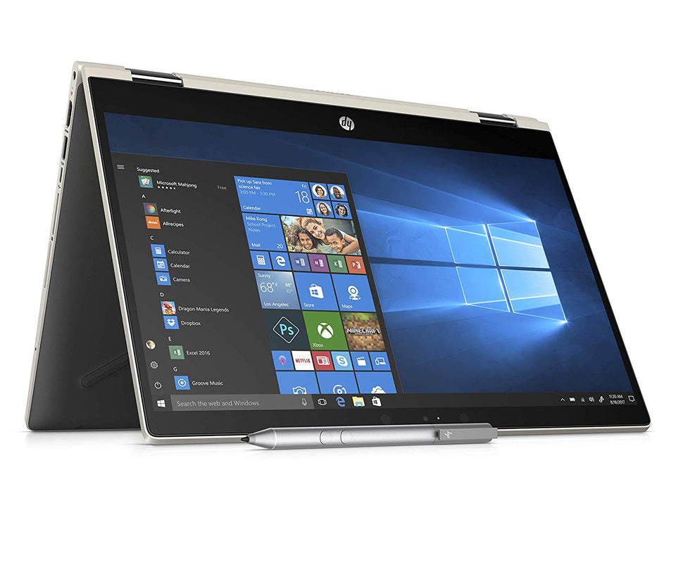 HP 14-cd0001la Laptop 14" HD Táctil, Intel Pentium Gold 2.3GHz, 4GB RAM, 500GB HDD, Gráficos Intel HD 610, carcasa dorada y base negra, Windows 10